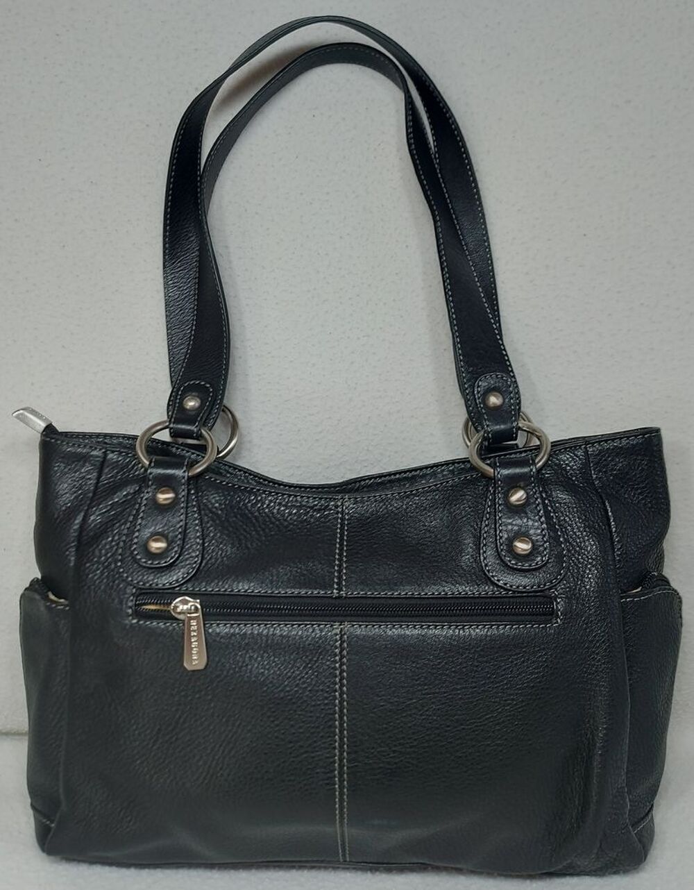Hexagona Grand Sac &agrave; Main en Cuir de Vachette Noir Haut 21 Maroquinerie
