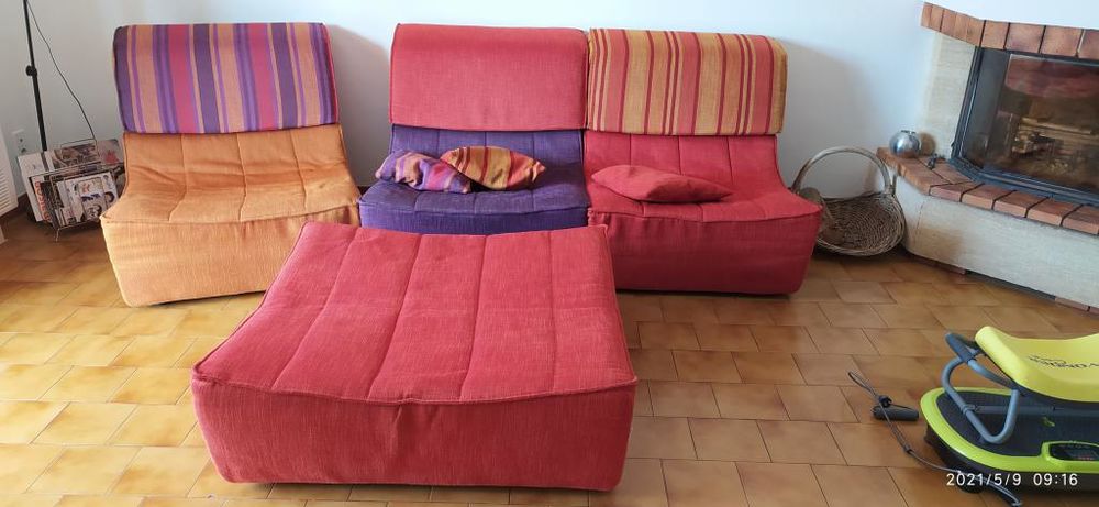 Canap&eacute; modulable 3 fauteuils + 1 pouf Ch&acirc;teau d'AX Meubles