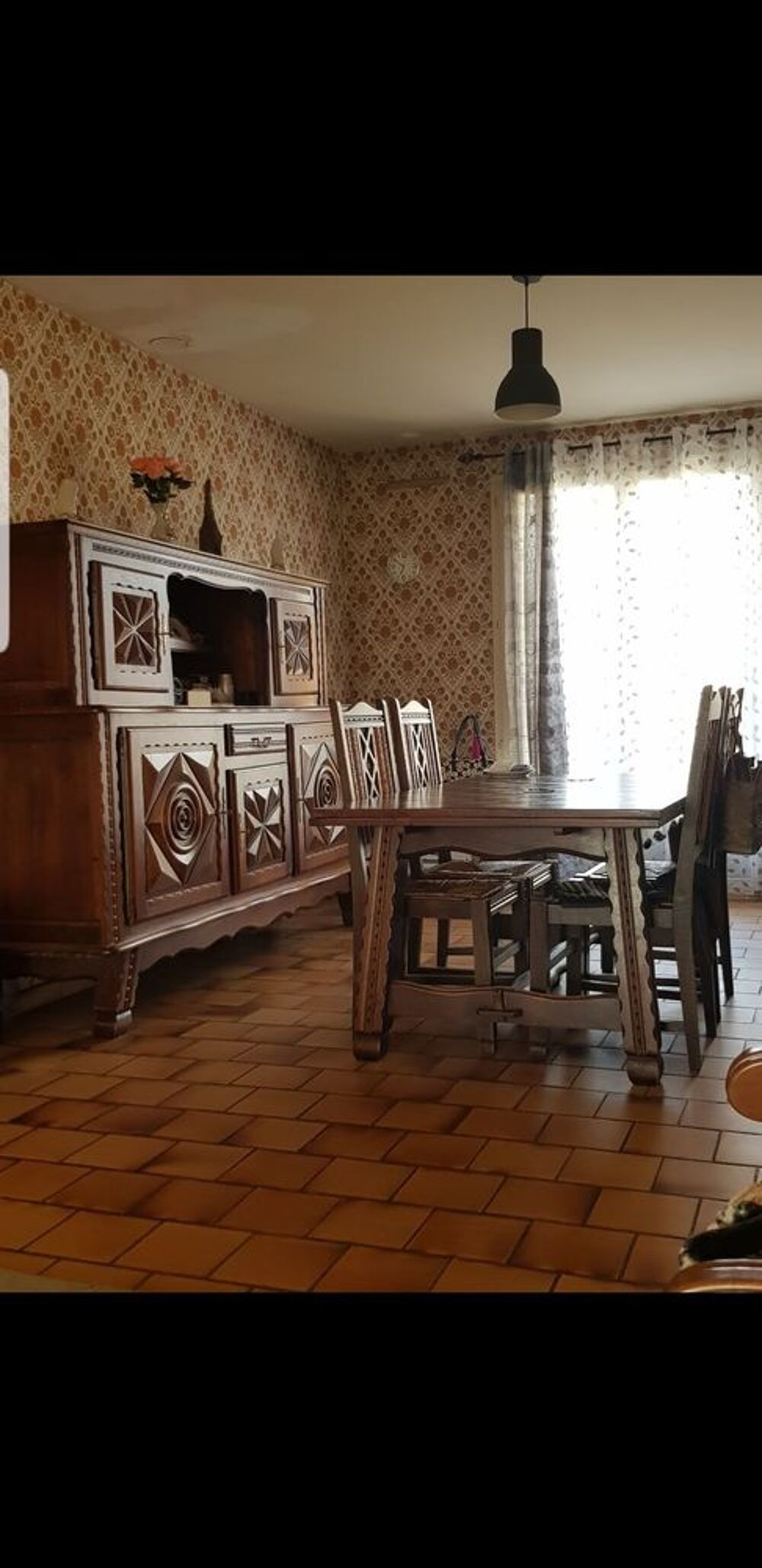 Salon complet en merisier avec canap&eacute; 3 places convertible Meubles