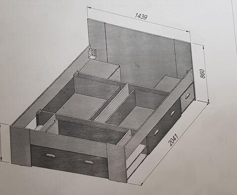 lit avec tiroir et table de chevet 210 Farbersviller (57)