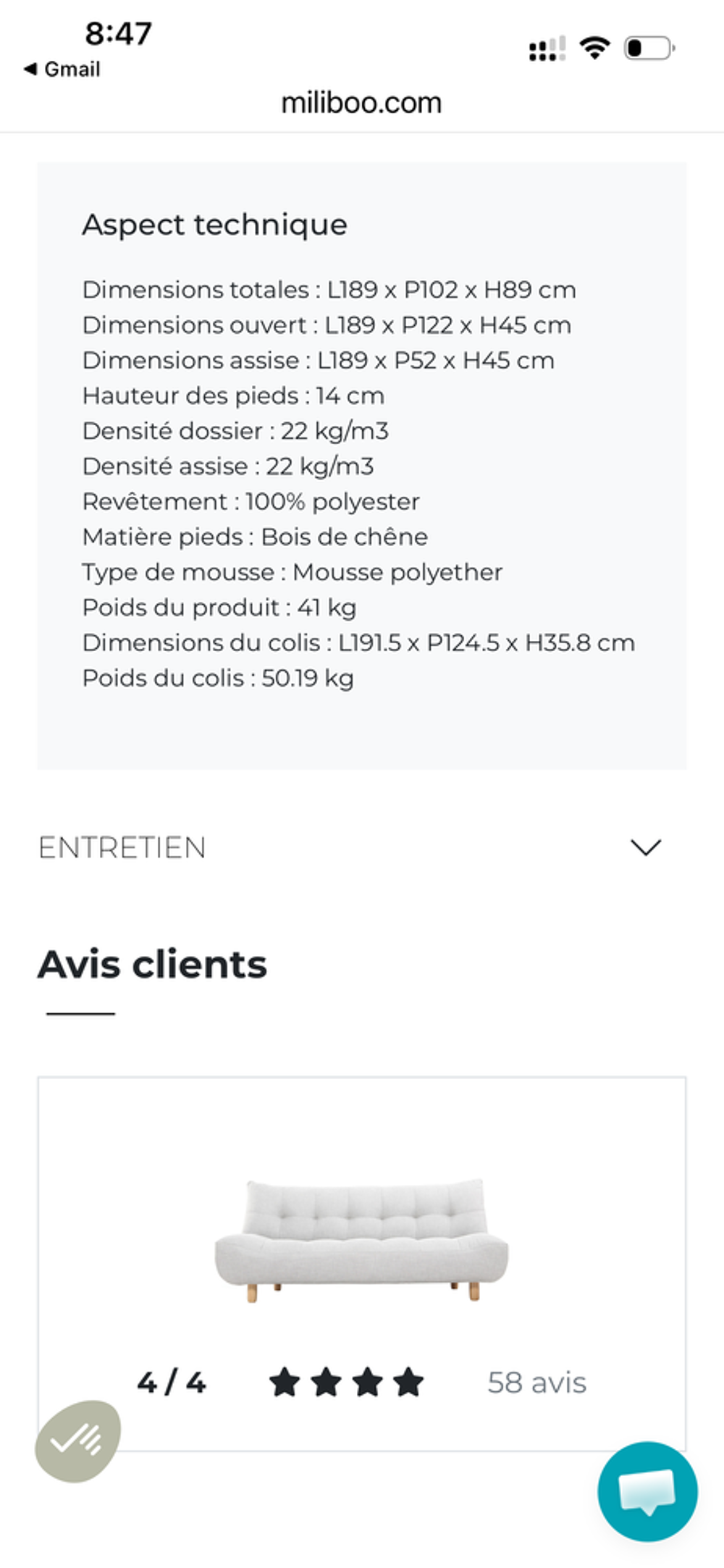 Canap&eacute; clic clac Milibou Meubles