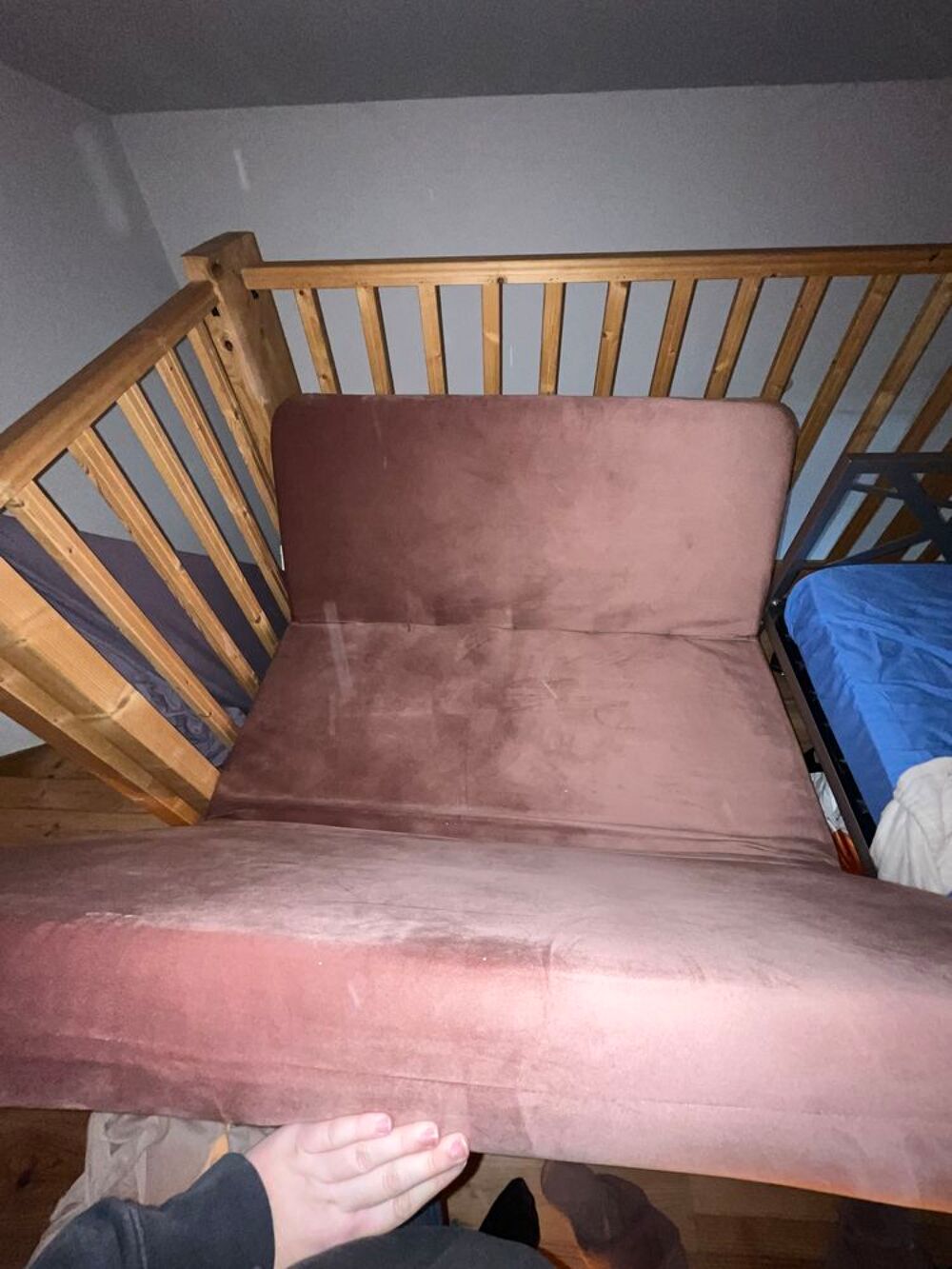 Banque de lit velours rose Meubles