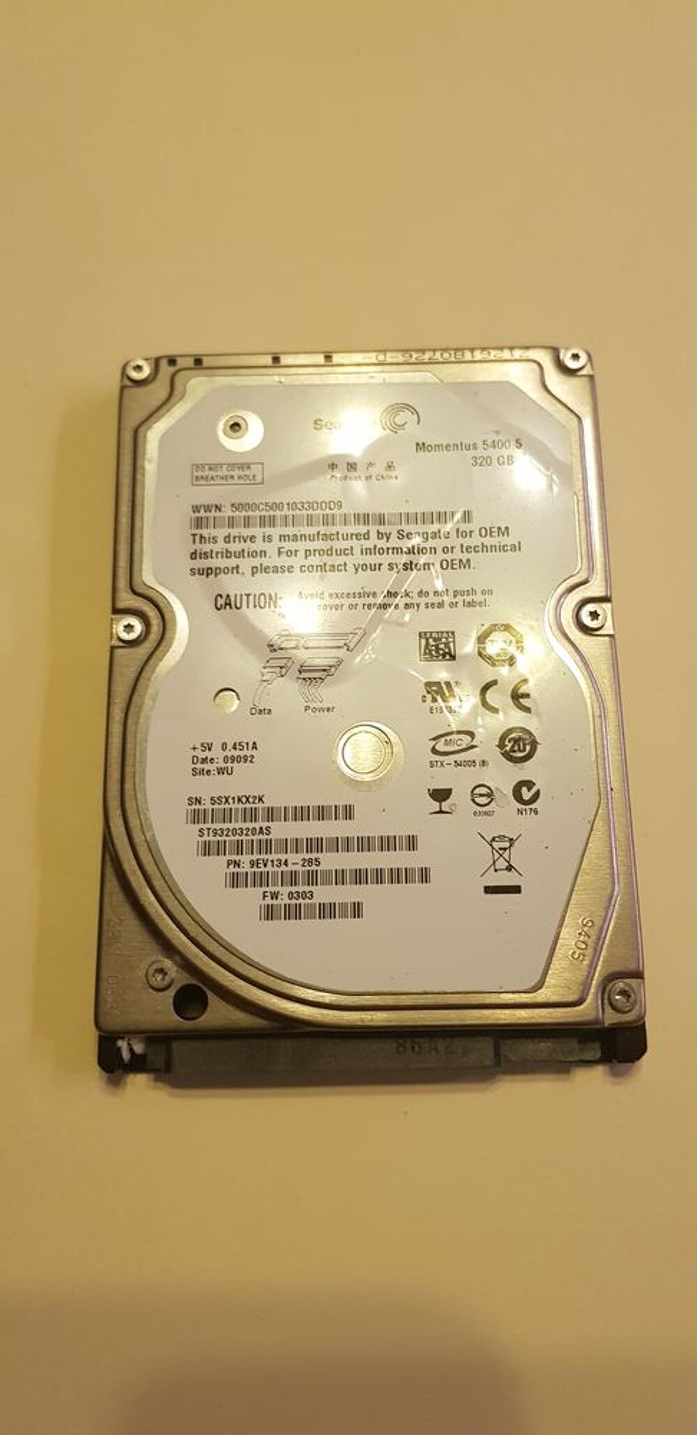 Disque dur 2.5" 320GB, test&eacute; 100% OK Matériel informatique