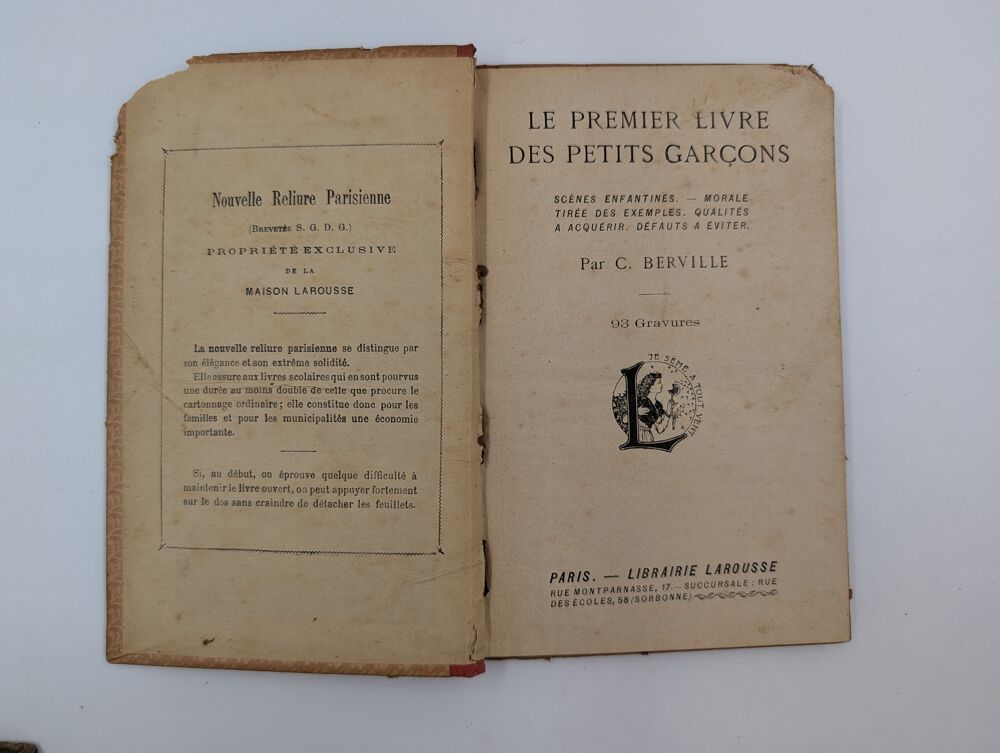 Livre ancien Le Premier Livre des Petits Gar&ccedil;ons Livres et BD