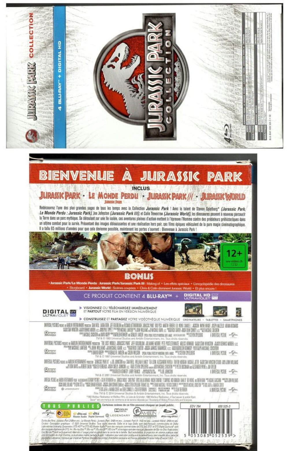 Coffret Jurassic Park Collection 4 Blu-Ray + Digital HD DVD et blu-ray