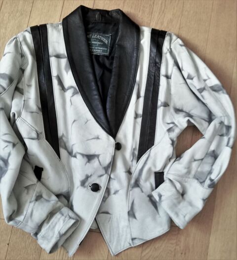 Veste cuir blanc & noir T 44 35 Clermont-Ferrand (63)