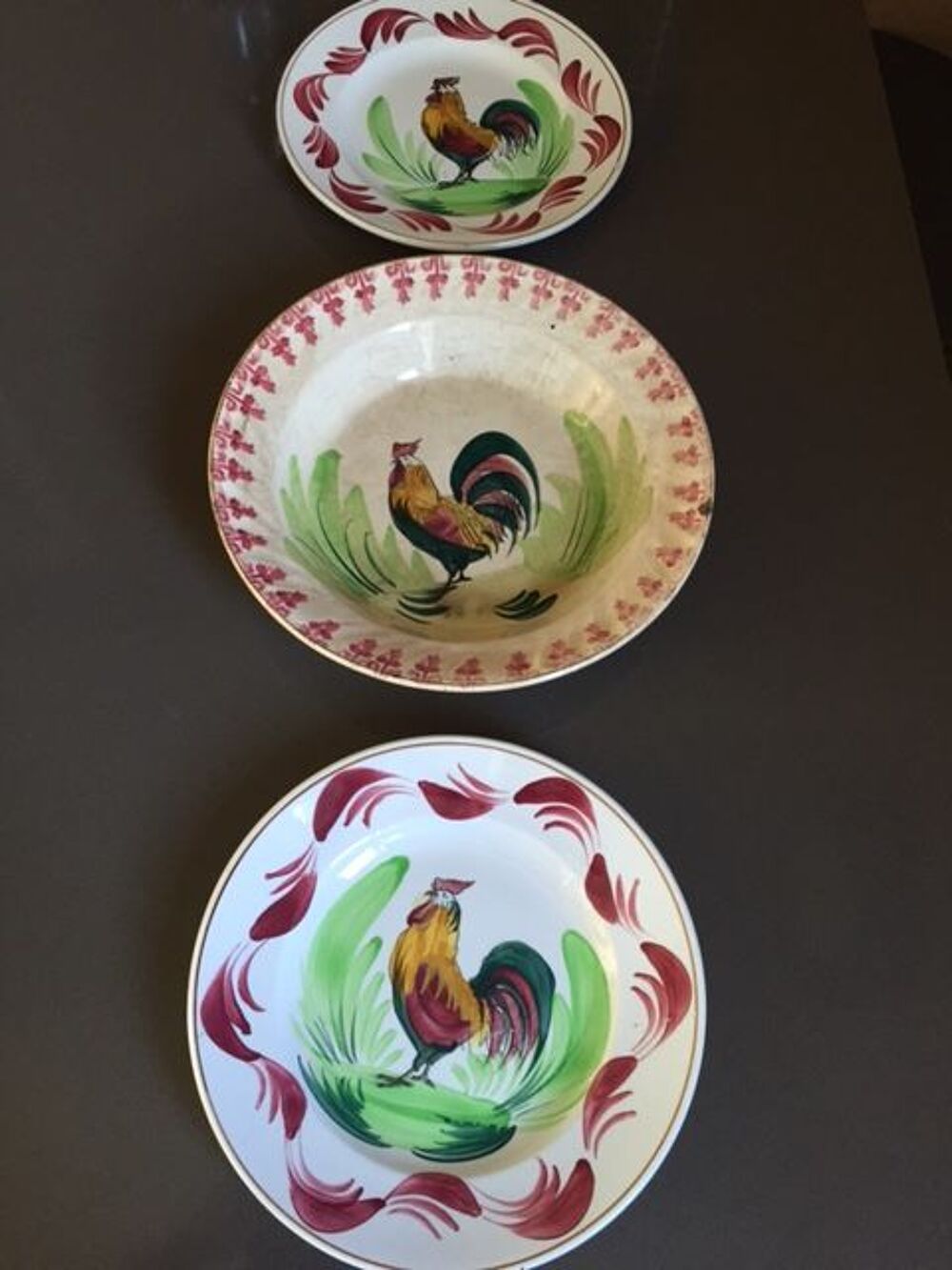 assiettes faience St Amand Coq Dcoration