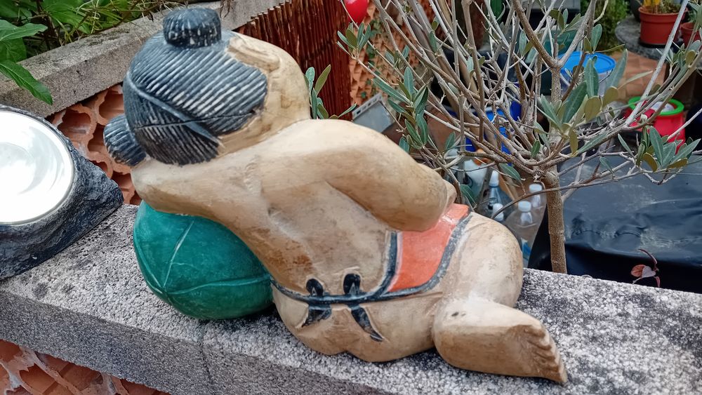 Bouddha couple de jeunes enfants asiatiques en bois massif Décoration