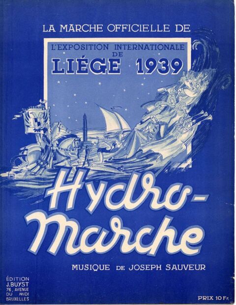 [ E. FORGEUR ] Partition Hydro-Marche Li�ge Exposition 1939 50 Belgique