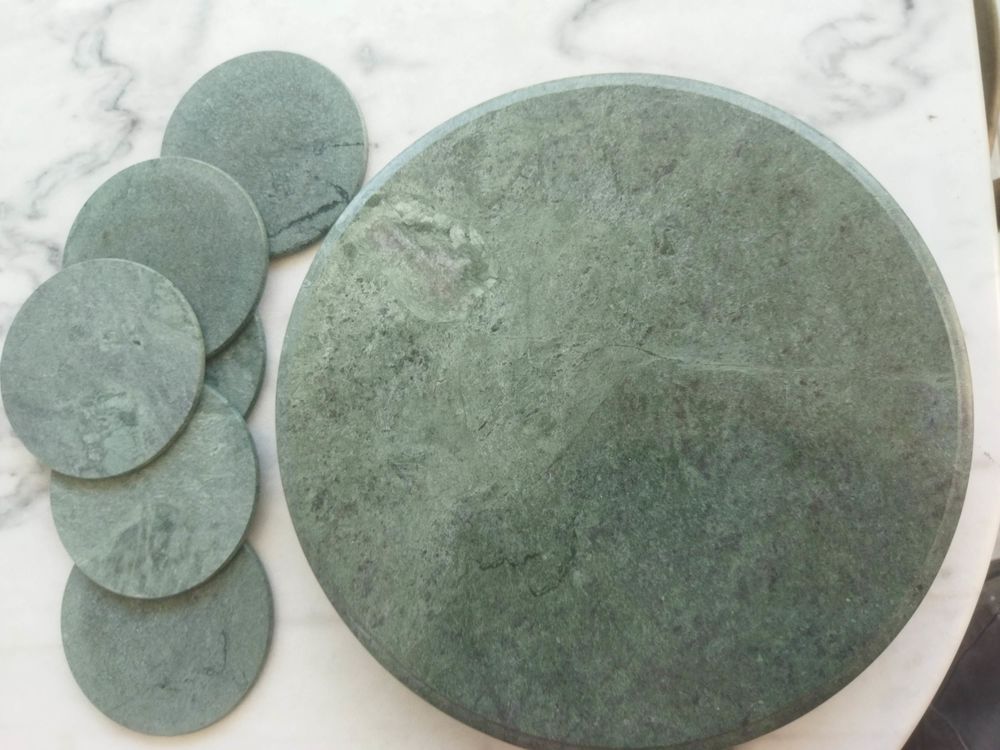 Plateau tournant en marbre avec 6 sous verres Cuisine