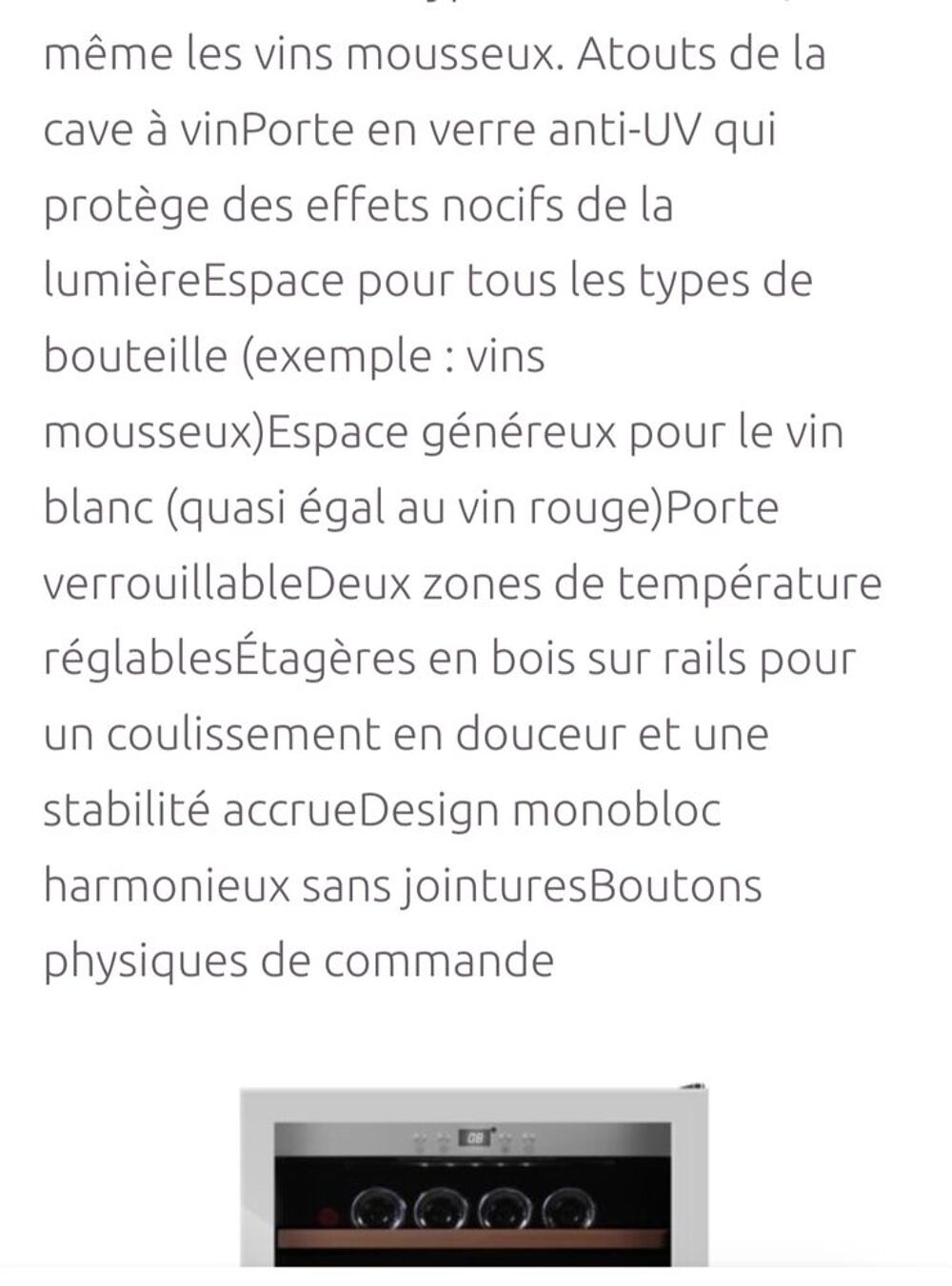 Cave &agrave; vin pose libre Neuve Electroménager