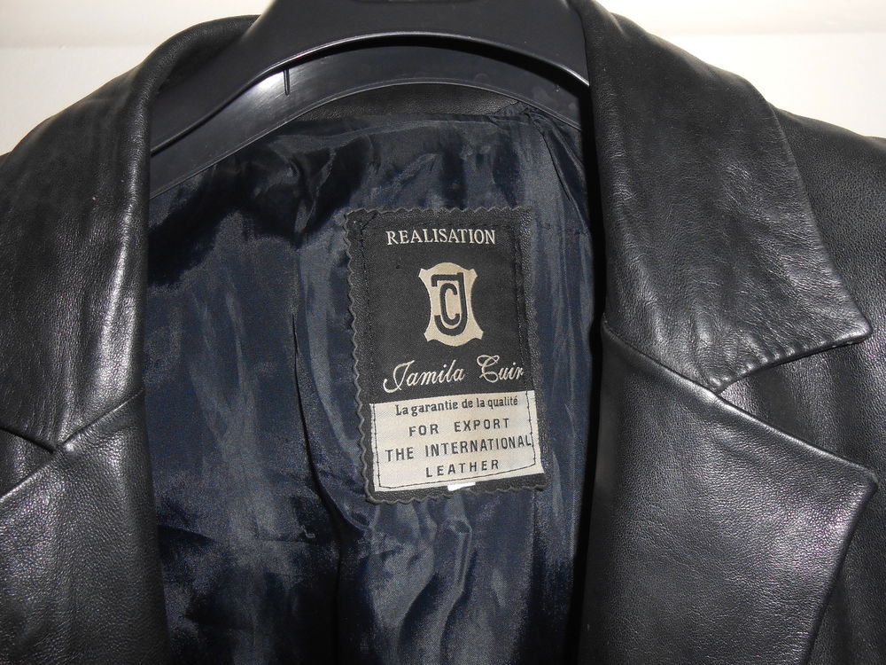 manteau en cuir vachette noir long Vêtements