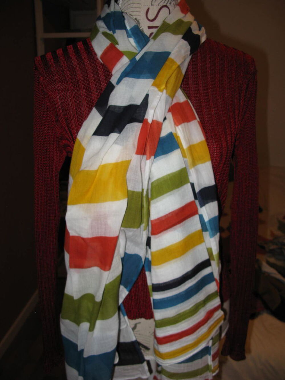 &eacute;charpe coton &agrave; rayures Vtements
