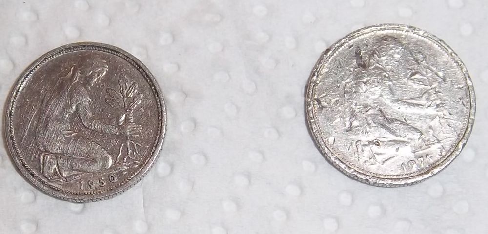 2 pi&egrave;ces de 50 pfennig 1971/1950 