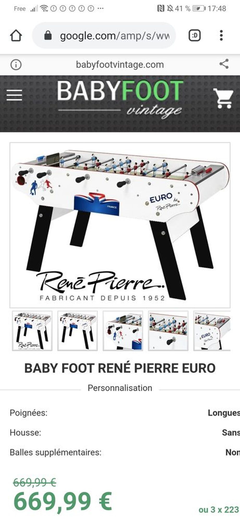 Baby foot rene Pierre neuf Jeux / jouets