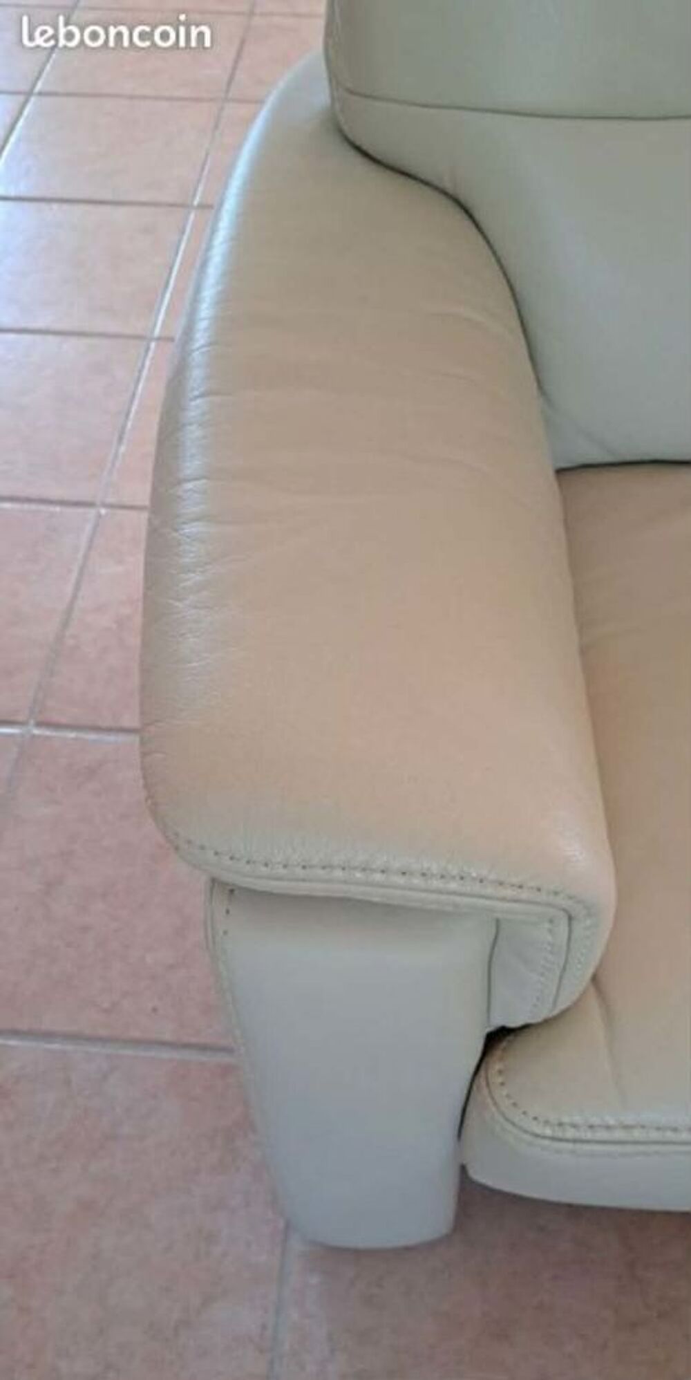 Salon en cuir ivoire Hukla Meubles