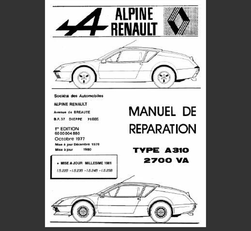 Manuels d'atelier Alpine Renault Livres et BD