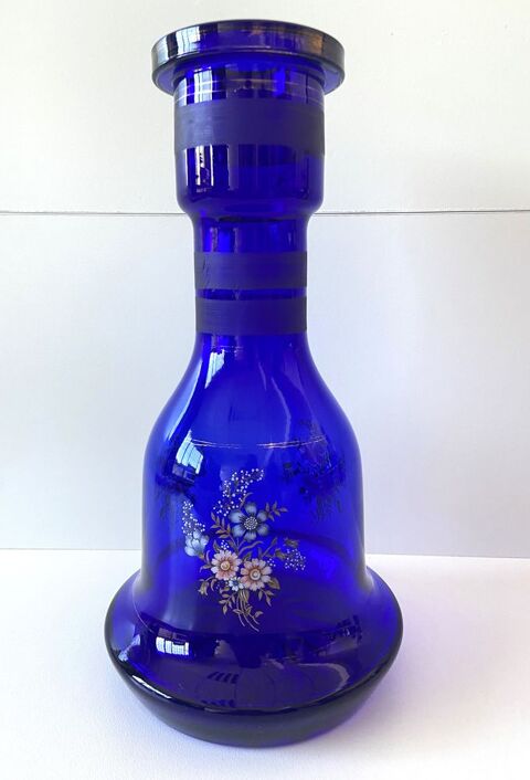 Atypique Gros Vase Photophore Verre �pais Bleu Cobalt D�co 0 Hyeres Plage (83)