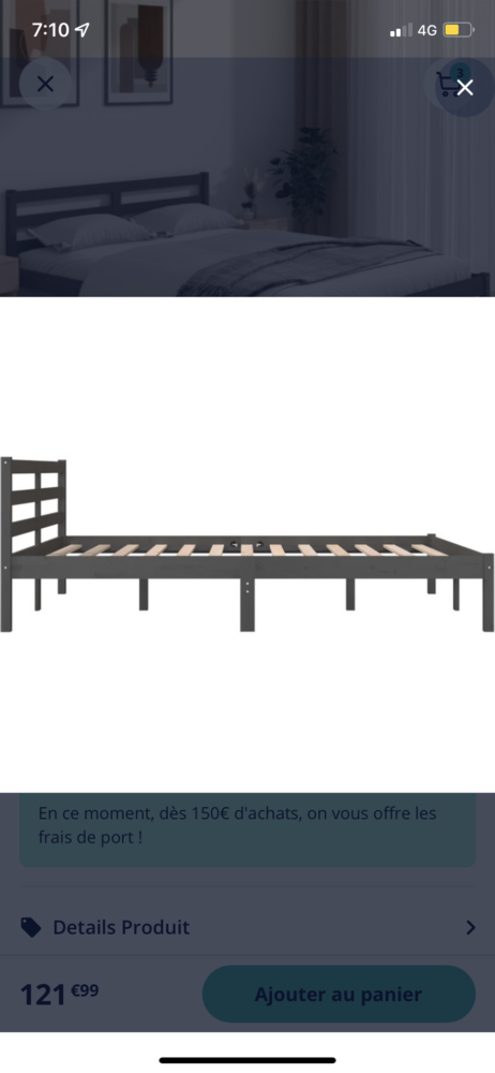 Lit 140X190 avec sommier int&eacute;gr&eacute; Meubles
