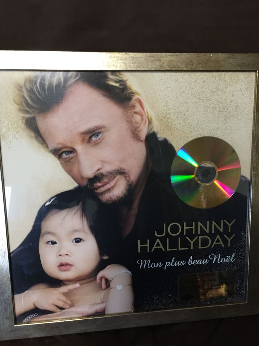 cadre Johnny Hallyday disque d'or mon plus beau no&euml;l Dcoration