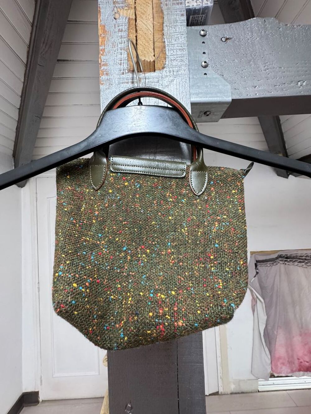 ? Sac Longchamp Le Pliage ? Edition Tweed Kaki Mouchet&eacute; Maroquinerie