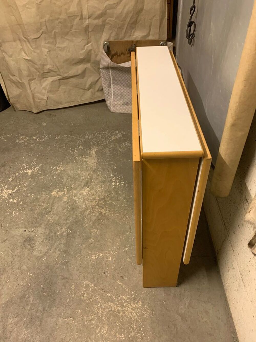 Table rectangulaire plateau blanc et pieds bois pliable Meubles