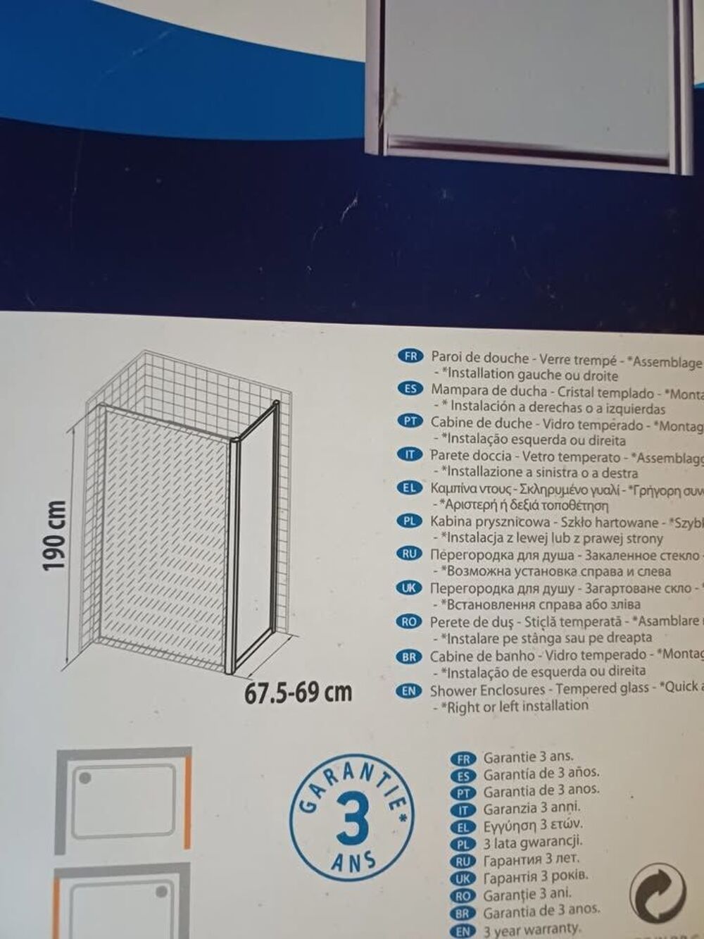 paroi de douche en verre Bricolage