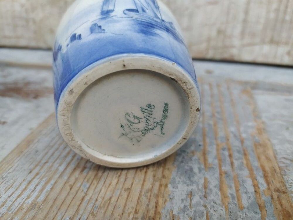 Anciens Pots &agrave; Moutarde Fa&iuml;ence de Lun&eacute;ville Moulin Voilier 