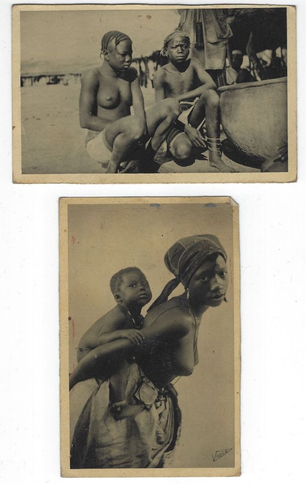 2 cartes postales anciennes "Afrique occidentale fran&ccedil;aise" 