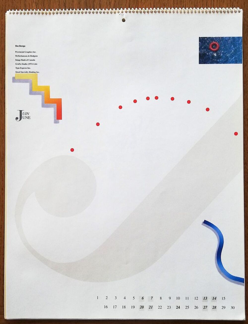Grand Calendrier "OveDesign" collector de 1987 (31X31cm) 