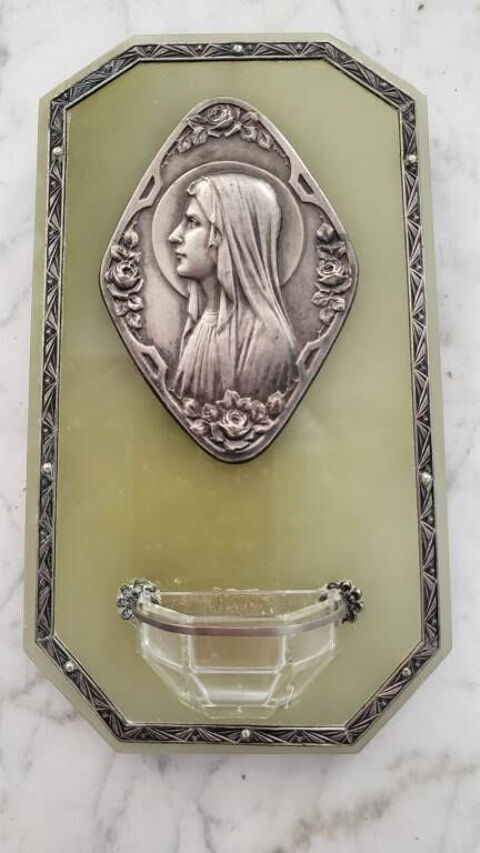 B�nitier mural onyx marbre et laiton 12 Provins (77)