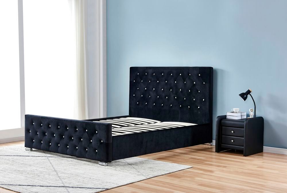 Lit adulte 2 personnes 140x190 en velours,vendu avec sommier Meubles