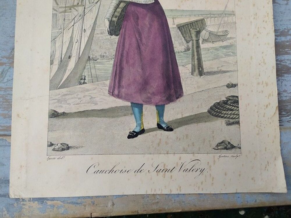 5 Gravures Anciennes Costumes Saint Valery en Caux Normandie 
