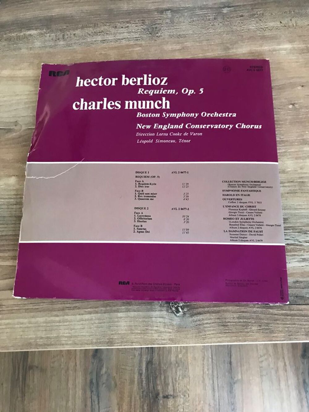 Vinyle double 33 tours Charles munch " Hector berlioz CD et vinyles