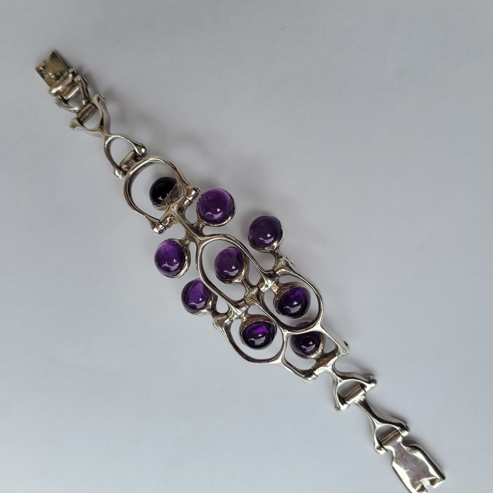 Bracelet articul&eacute; TOUL HOAT argent 9 am&eacute;thystes Bijoux et montres