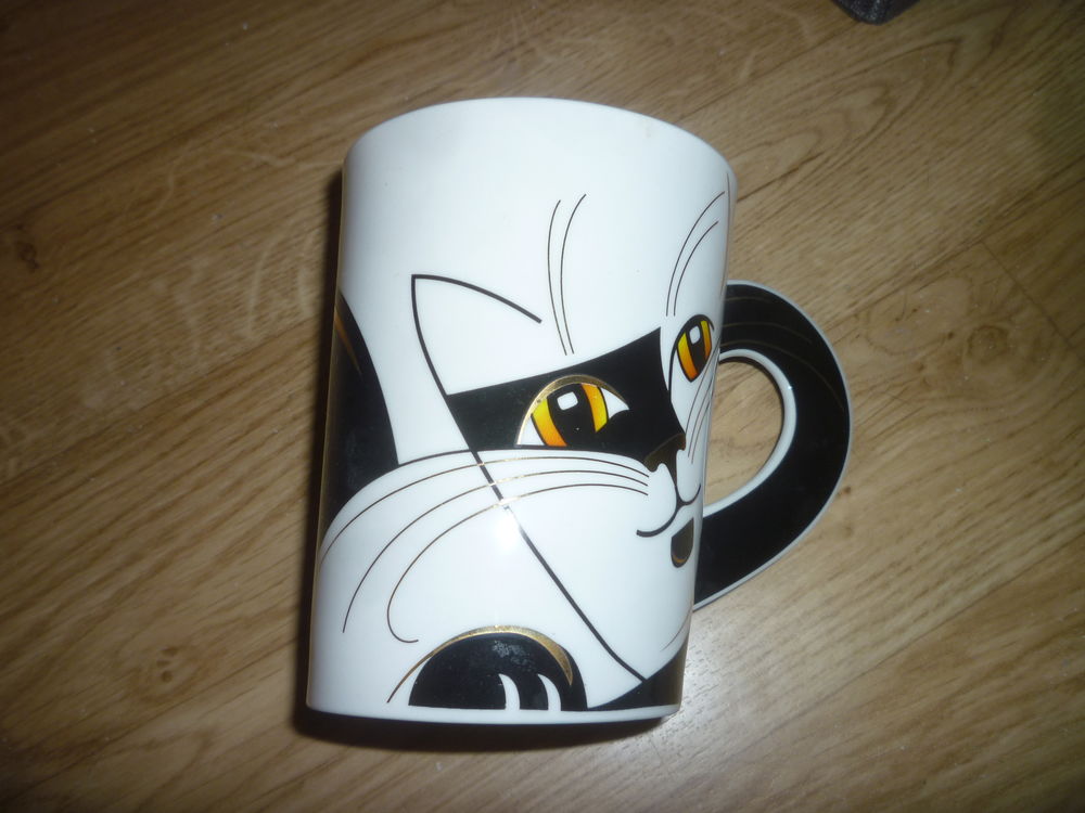 jolie tasse chic "chat" en porcelaine fine Décoration