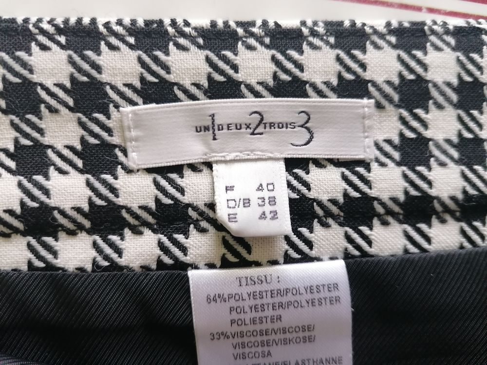 Jupe droite pied de poule 1 2 3 Vêtements