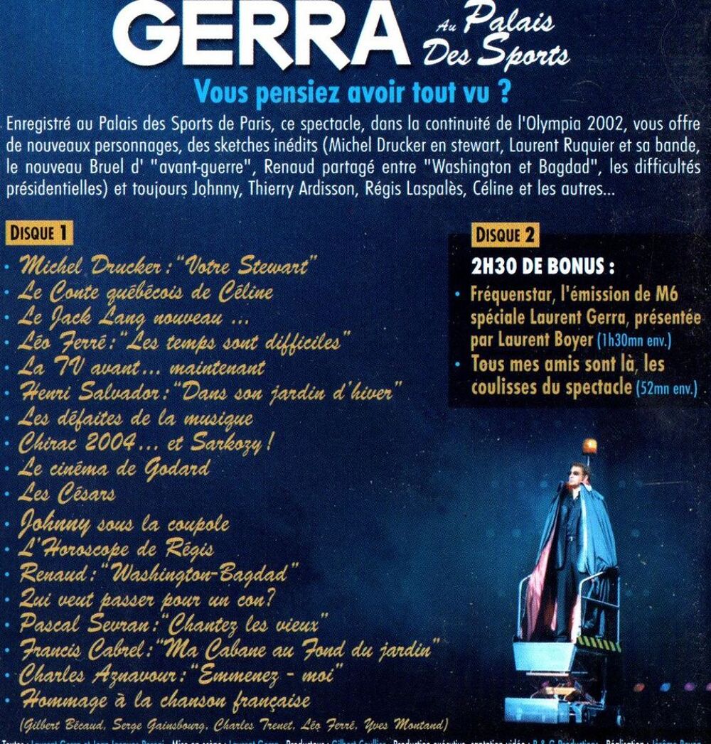 Laurent GERRA au palais des sports DVD et blu-ray