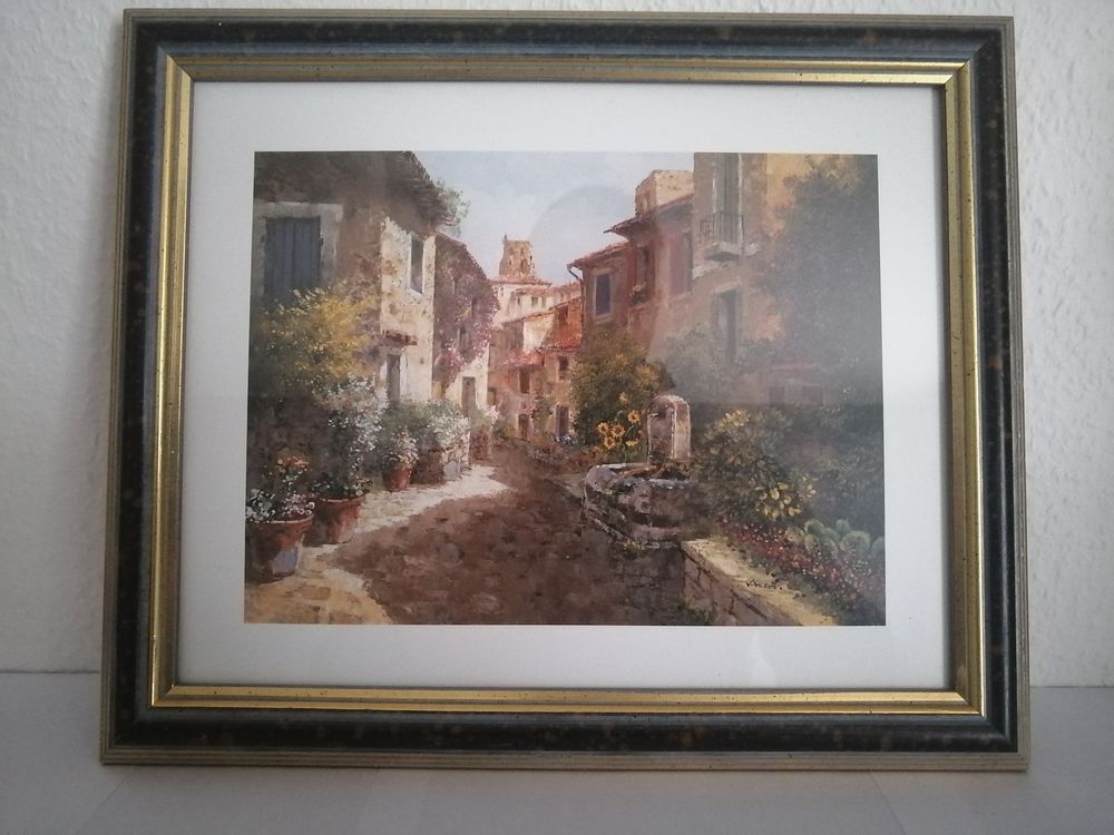 Tableau reproduction imprim&eacute; - Village Proven&ccedil;ale Décoration