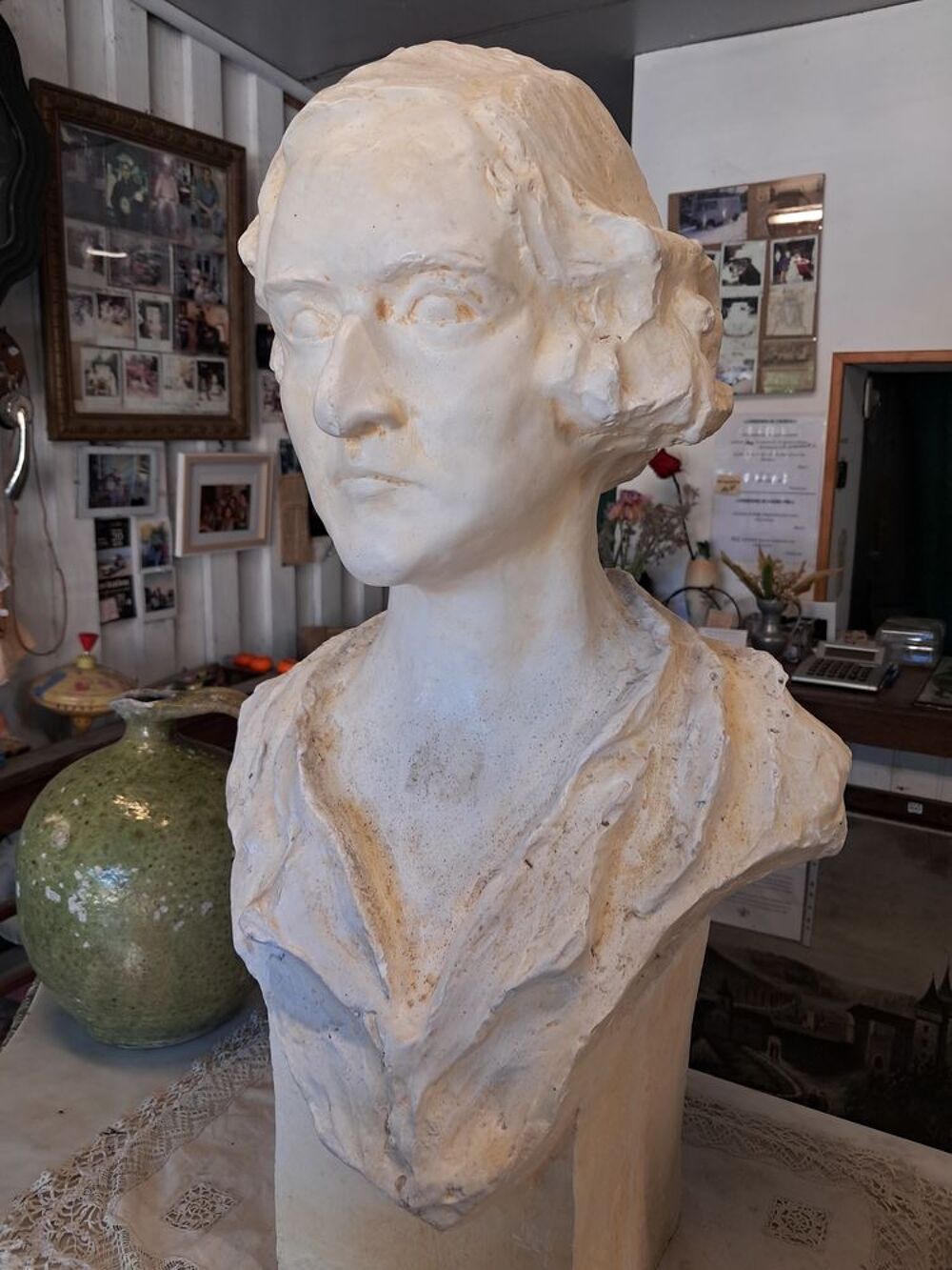 Statue, buste d'homme ancien en pl&acirc;tre Dcoration