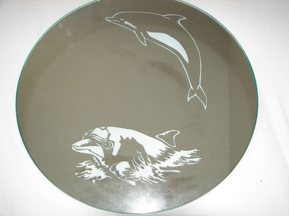 Miroir rond decor dauphins Décoration