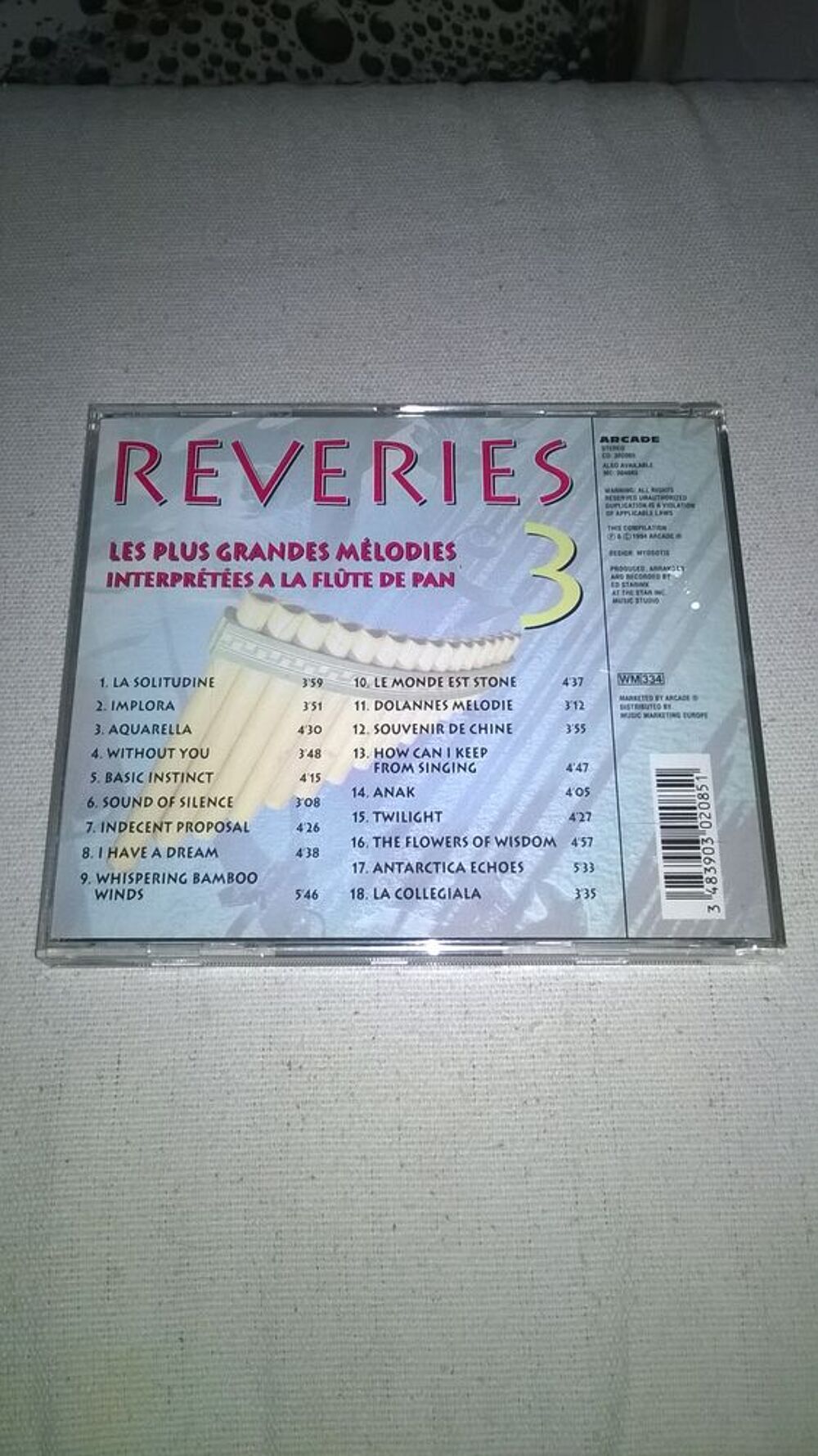 Cd Reveries a la Flute de Pan
1994
Excellent etat
la Soli CD et vinyles
