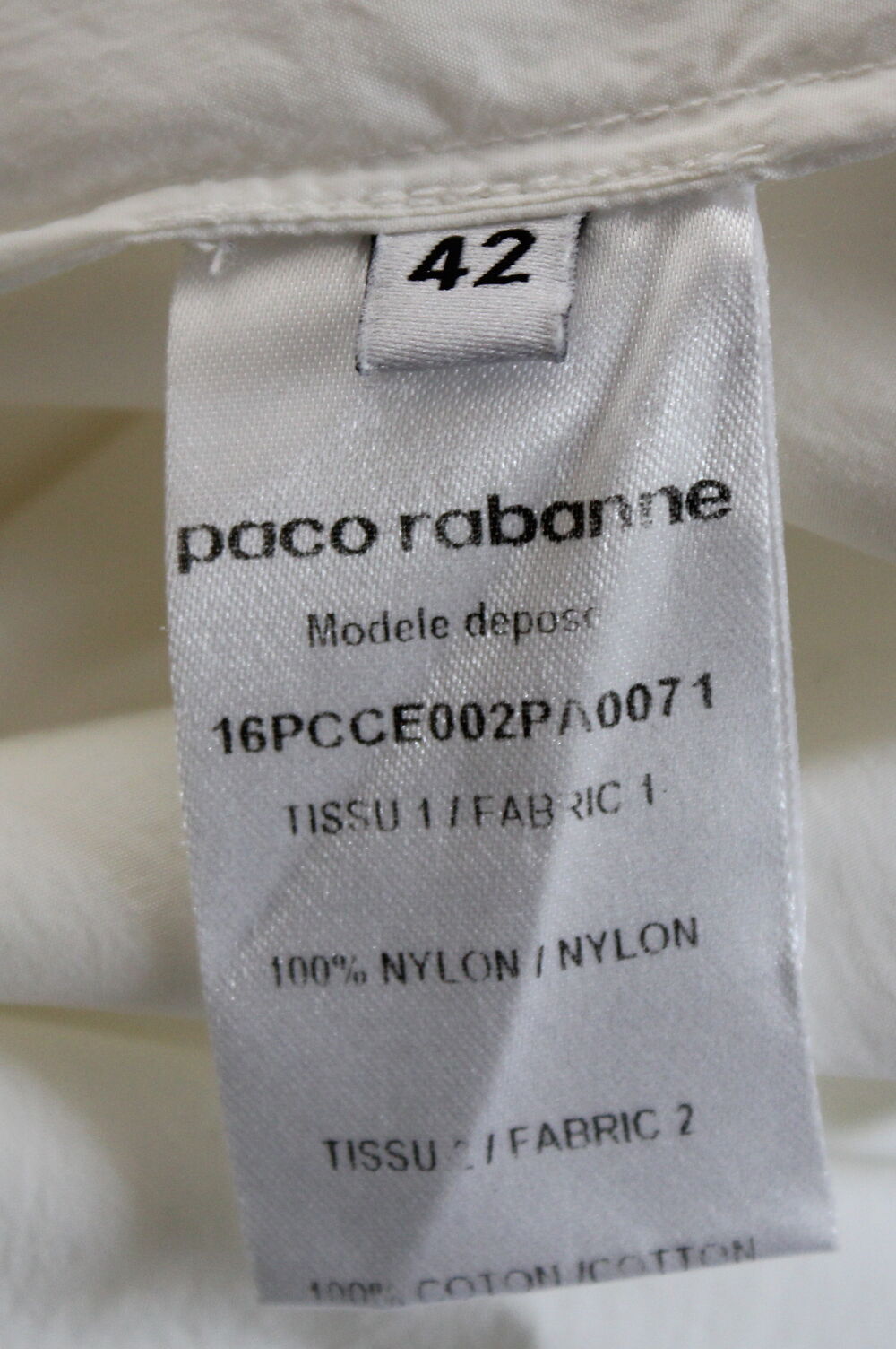 Chemise blanche PACO RABANNE T.M ou 38/40 Fr Vtements