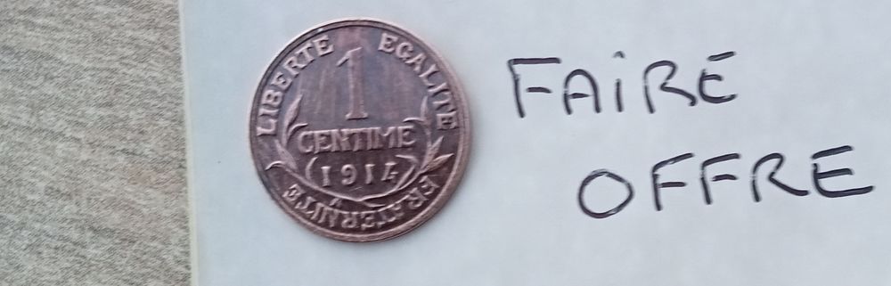 pi&egrave;ce de 1 centime de 1914 . Faire une offre. 