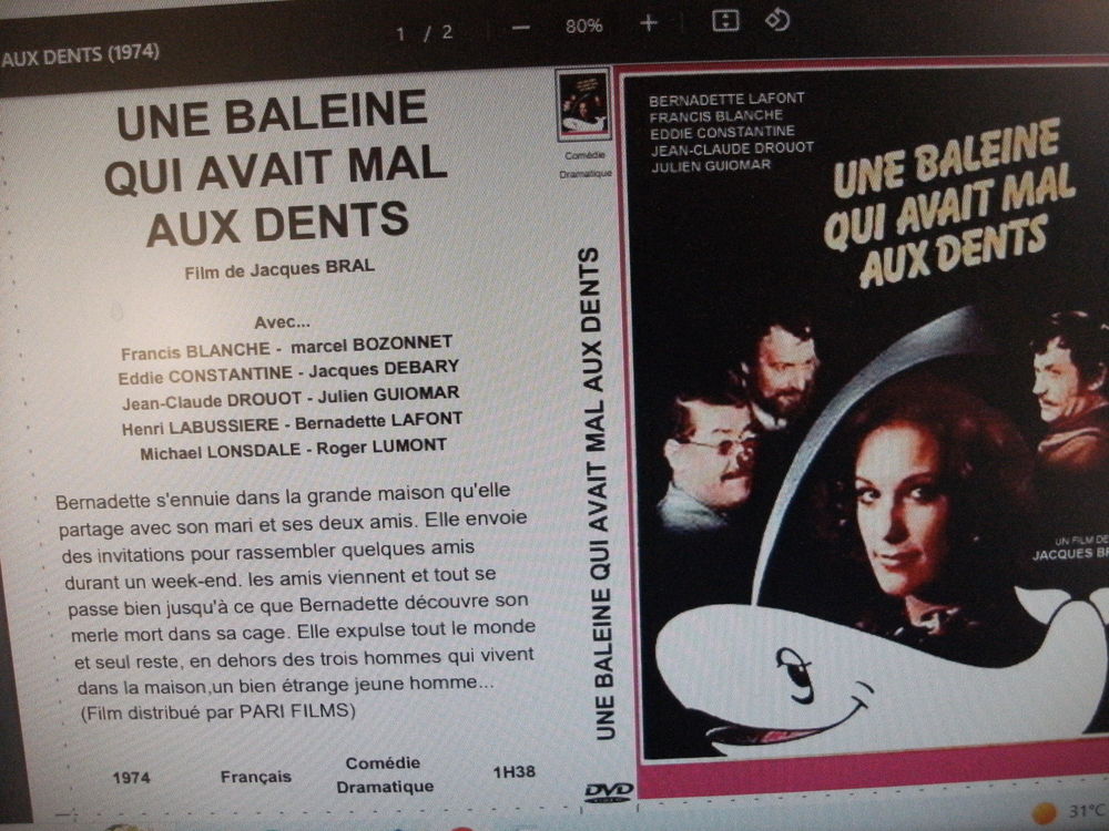 Rare film : " Une baleine qui avait mal aux dents " DVD et blu-ray