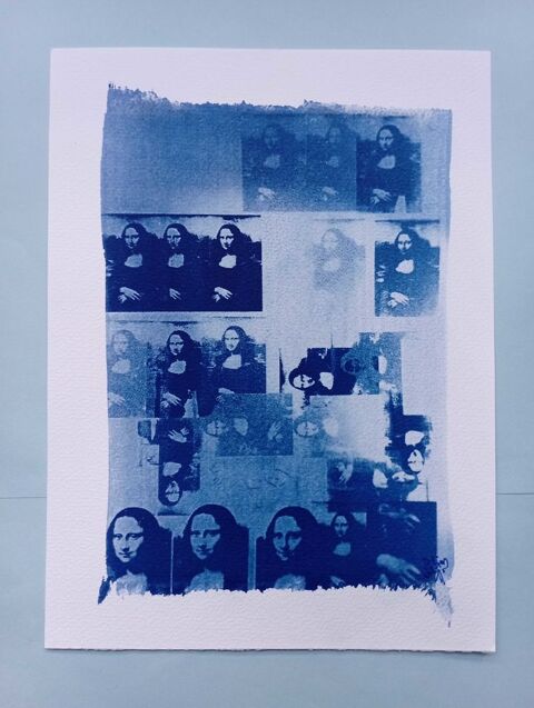 Photographie en Cyanotype, Procédé photographique 1842, Bleu de Prusse,  La Joconde Bleue , 20,8mm/16h5mm, état neuf sans encadrement Paris 20 (75)