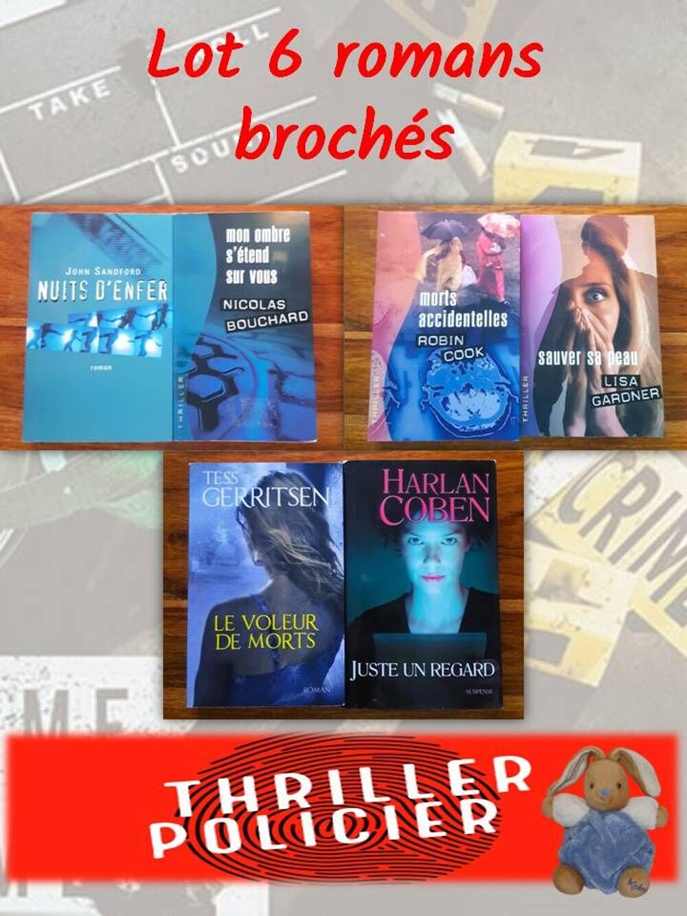 Thriller, Suspens, policier, polar - Lot 6 romans broch&eacute;s Livres et BD