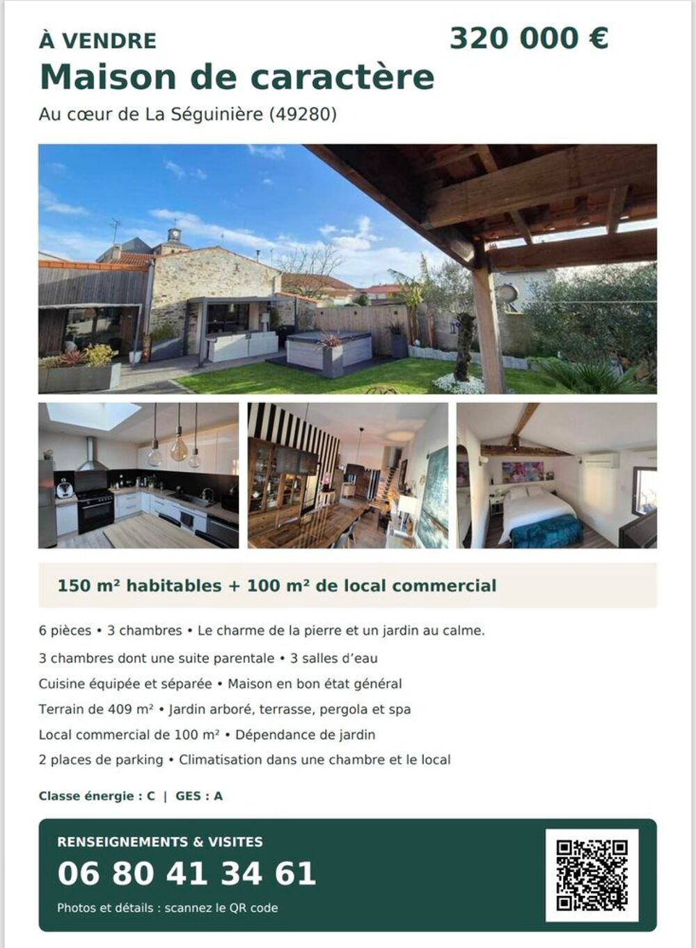 Vente Maison Maison de caractère  150 m² plus 100m² local commerc La séguinière