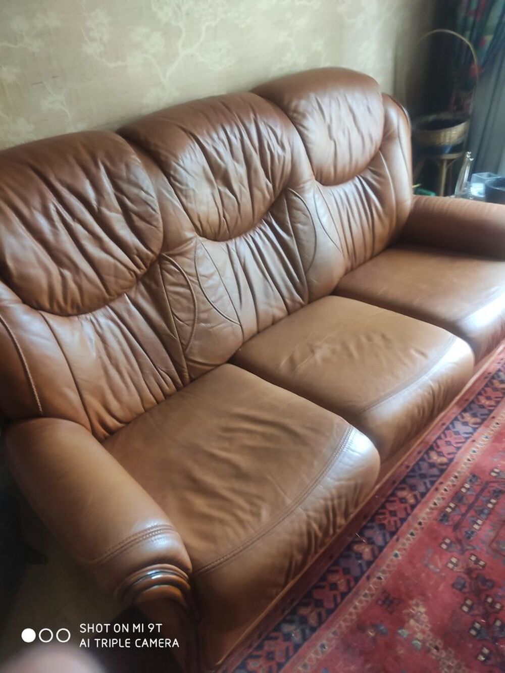 Salon cuir 3 places 2 fauteuils Meubles