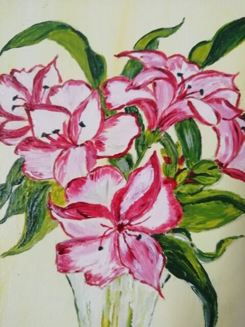 Toile bouquet de fleurs peint  la main 20x20 excellent tat 5 Saint-Quentin (02)